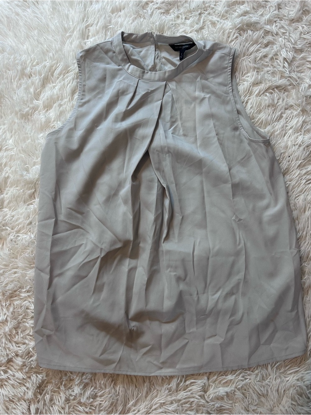 Banana Republic Sleeveless Pleat-Neck Shell Top - Light Gray
